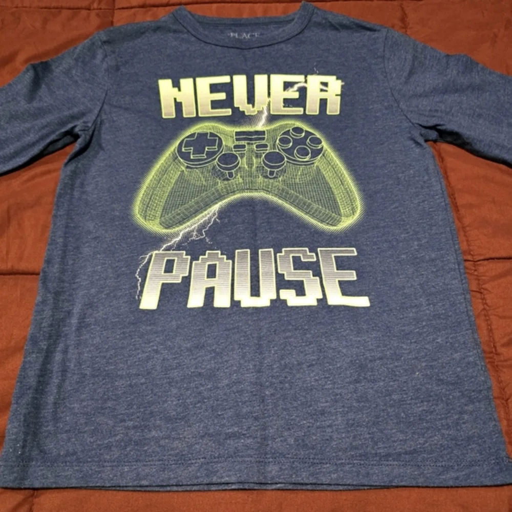 The Childrens Place Boys Never Pause Gamer Long Sleeve Shirt‎ Blue Size Medium